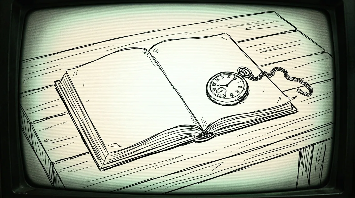 Open ledger and pocket watch on the waystation desk